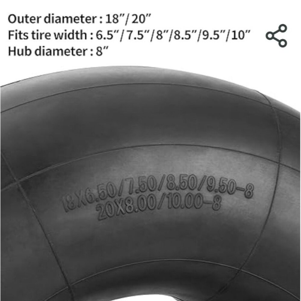 RUTU 18x6.50-8 18x7.50-8 20x8.00-8 20x10.00-8 Inner Tubes for ATV Quad 4 Wheeler